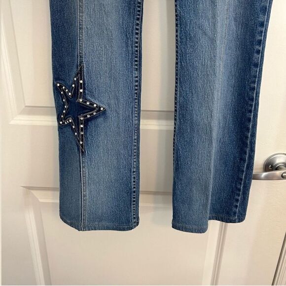 Lawman Vintage 90s Western Slim Fit Boot Cut Star Rhinestone Medium Wash Jeans 9 - Picture 5 of 13